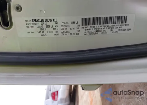 2012 Dodge Grand Caravan Sxt from USA, damaged, VIN 2C4RDGCG4CR388602